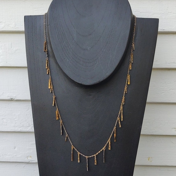 Vintage Jewelry - Long Hammered Metal Tassel Layering Necklace